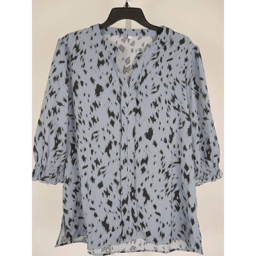 Women's Blue 3/4 Puff Sleeve Top XL - Picture 2 of 7